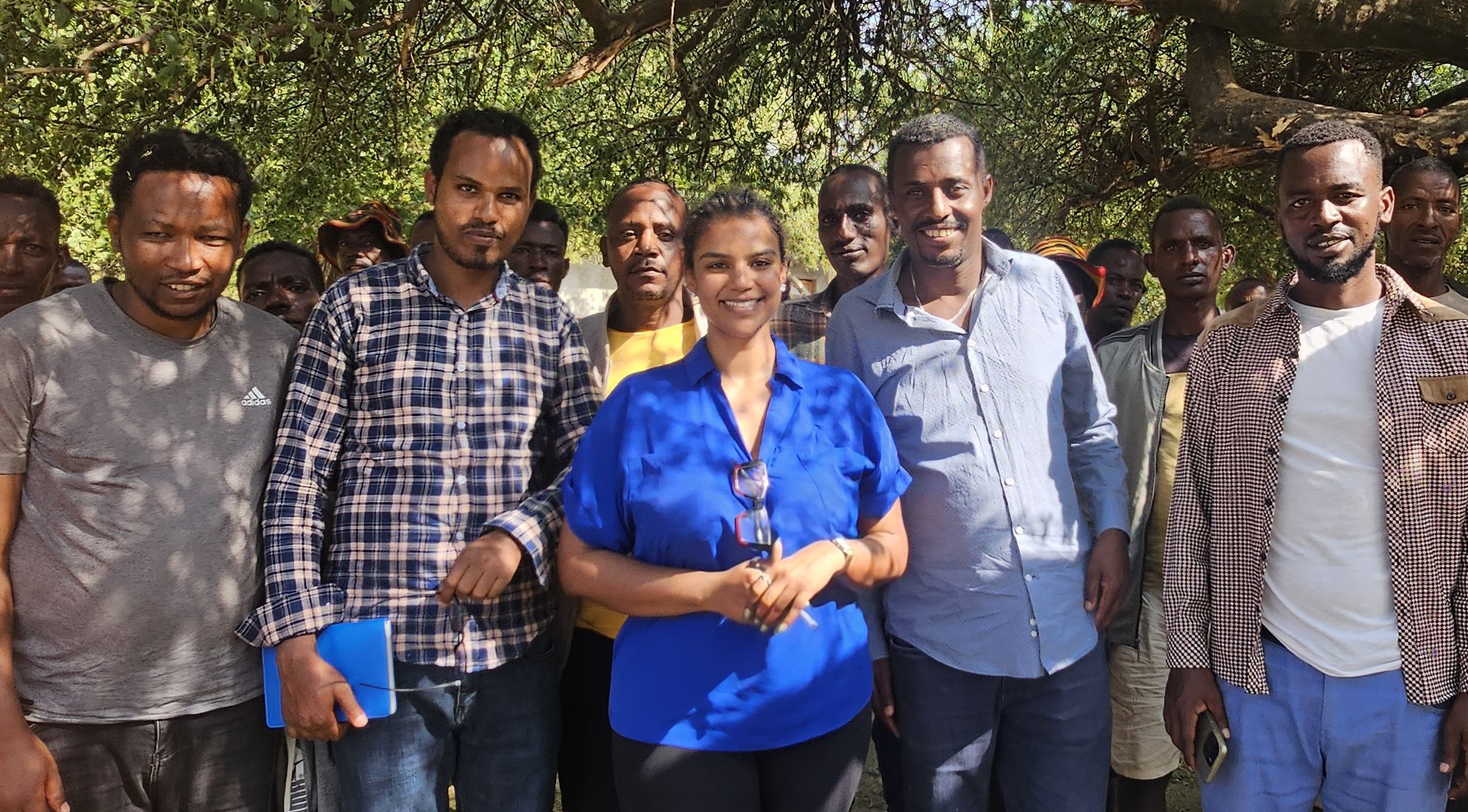 Dr Lensa Jotte with Garda Marta farmers, Ethiopia