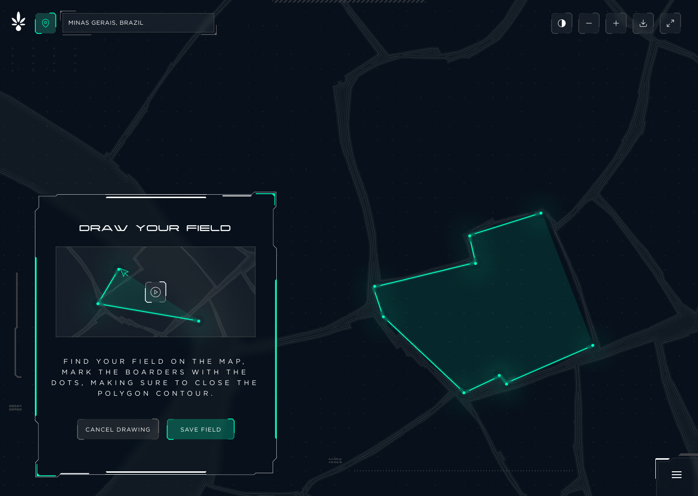 Draw field boundary on satellite map
